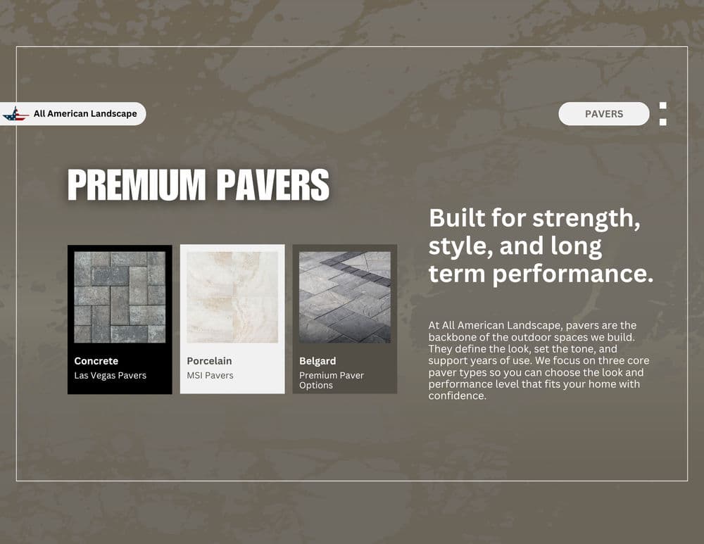 Premium pavers for outdoor spaces: concrete, porcelain, and Belgard options for durability.