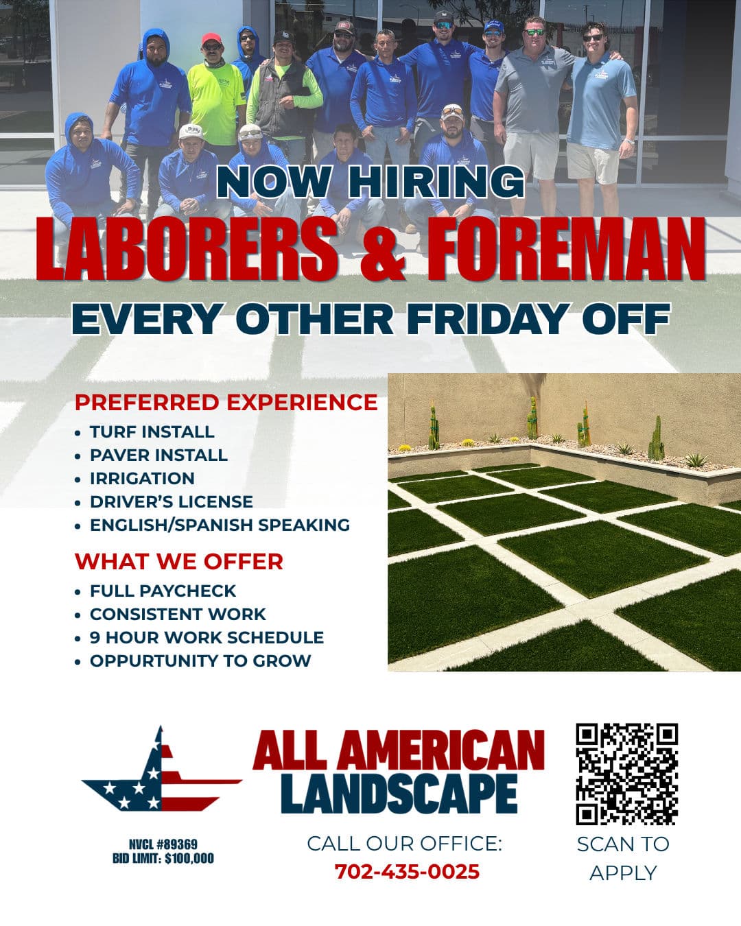 All American Landscape Is Hiring Landscape Laborers and Foremen in Las Vegas image